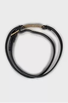 Leather bracelet with gold fittings