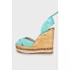 Textile wedge sandals with laces