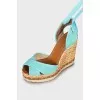 Textile wedge sandals with laces