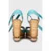 Textile wedge sandals with laces
