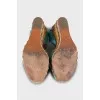 Textile wedge sandals with laces