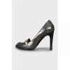 Silver embossed shoes