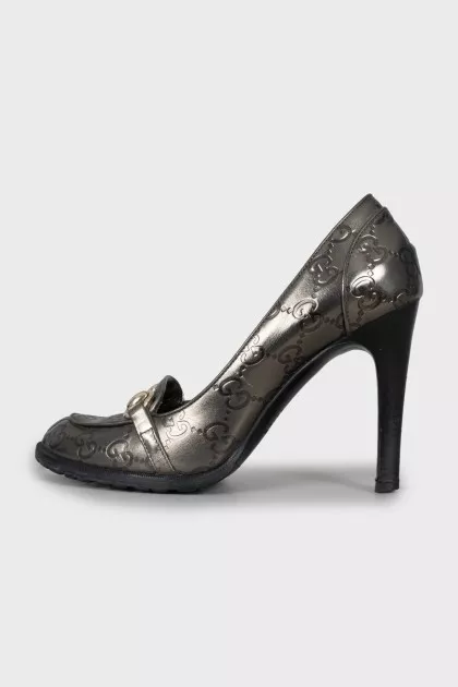 Silver embossed shoes