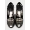 Silver embossed shoes