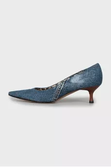 Denim shoes with medium heels