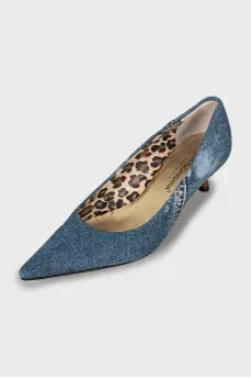 Denim shoes with medium heels