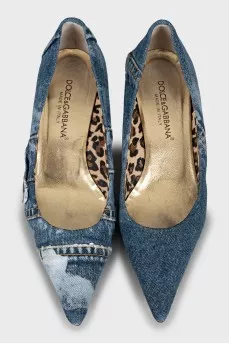 Denim shoes with medium heels