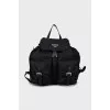 Textile backpack with brand logo