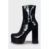Black patent leather ankle boots