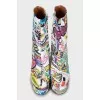 Leather ankle boots with print