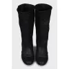 Suede ankle boots with raised seams