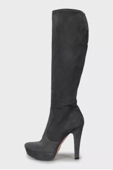 Grey high heel boots