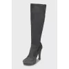 Grey high heel boots