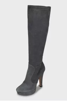 Grey high heel boots
