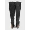 Grey high heel boots