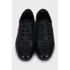 Leather sneakers with patent leather inserts