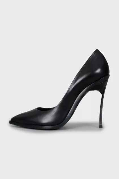 Leather pointed toe stiletto heels