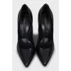 Leather pointed toe stiletto heels