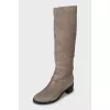 Suede block heel boots