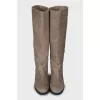 Suede block heel boots