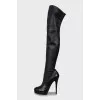 Leather high heel boots