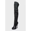 Leather high heel boots