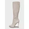 Grey suede stiletto boots