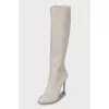 Grey suede stiletto boots