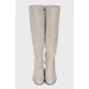Grey suede stiletto boots