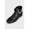 Leather boots decorated with beads