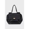 Black leather tote bag