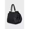 Black leather tote bag