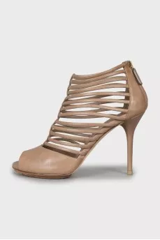 Beige high heel sandals