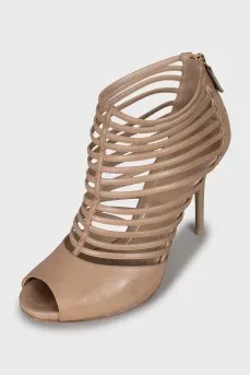 Beige high heel sandals