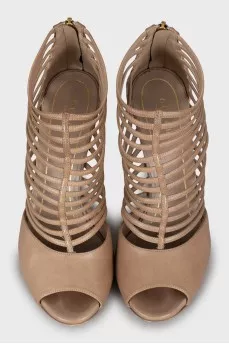 Beige high heel sandals