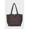 Textile shopper bag with signature print