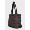 Textile shopper bag with signature print