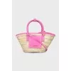 Woven Basket Bag with Tag