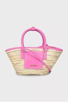 Woven Basket Bag with Tag