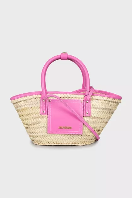 Woven Basket Bag with Tag