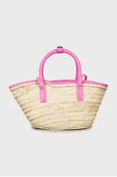 Woven Basket Bag with Tag