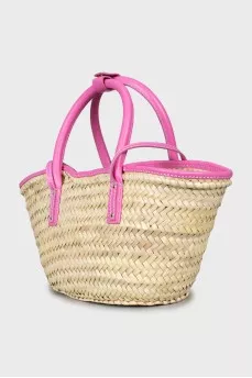 Woven Basket Bag with Tag
