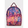 Backpack made of textile with bright print