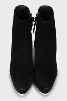 Suede ankle boots with high wedge heels