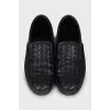 Leather slip-ons with weave