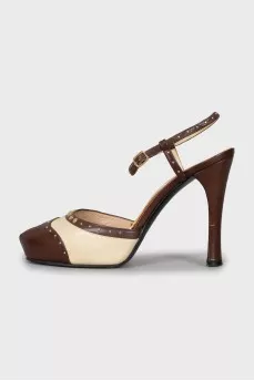 Two-tone studded sandals