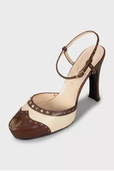 Two-tone studded sandals