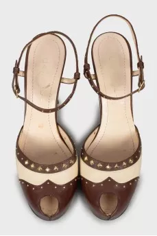 Two-tone studded sandals