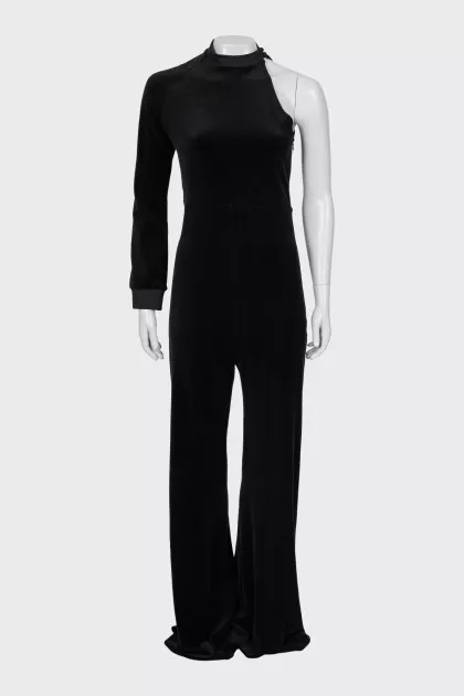 Velour One Shoulder Jumpsuit