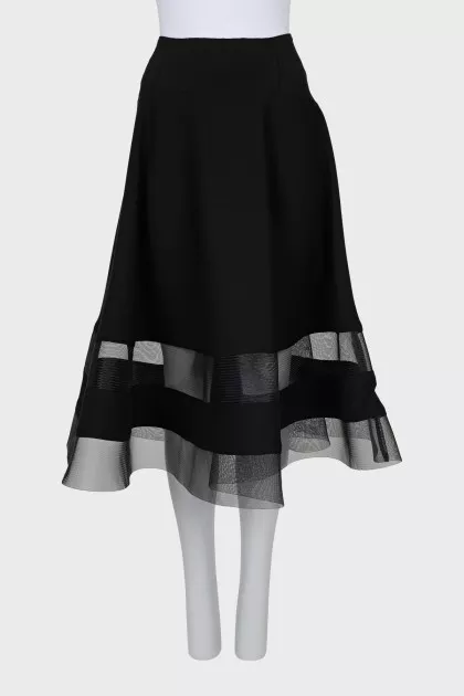 Black skirt with mesh inserts